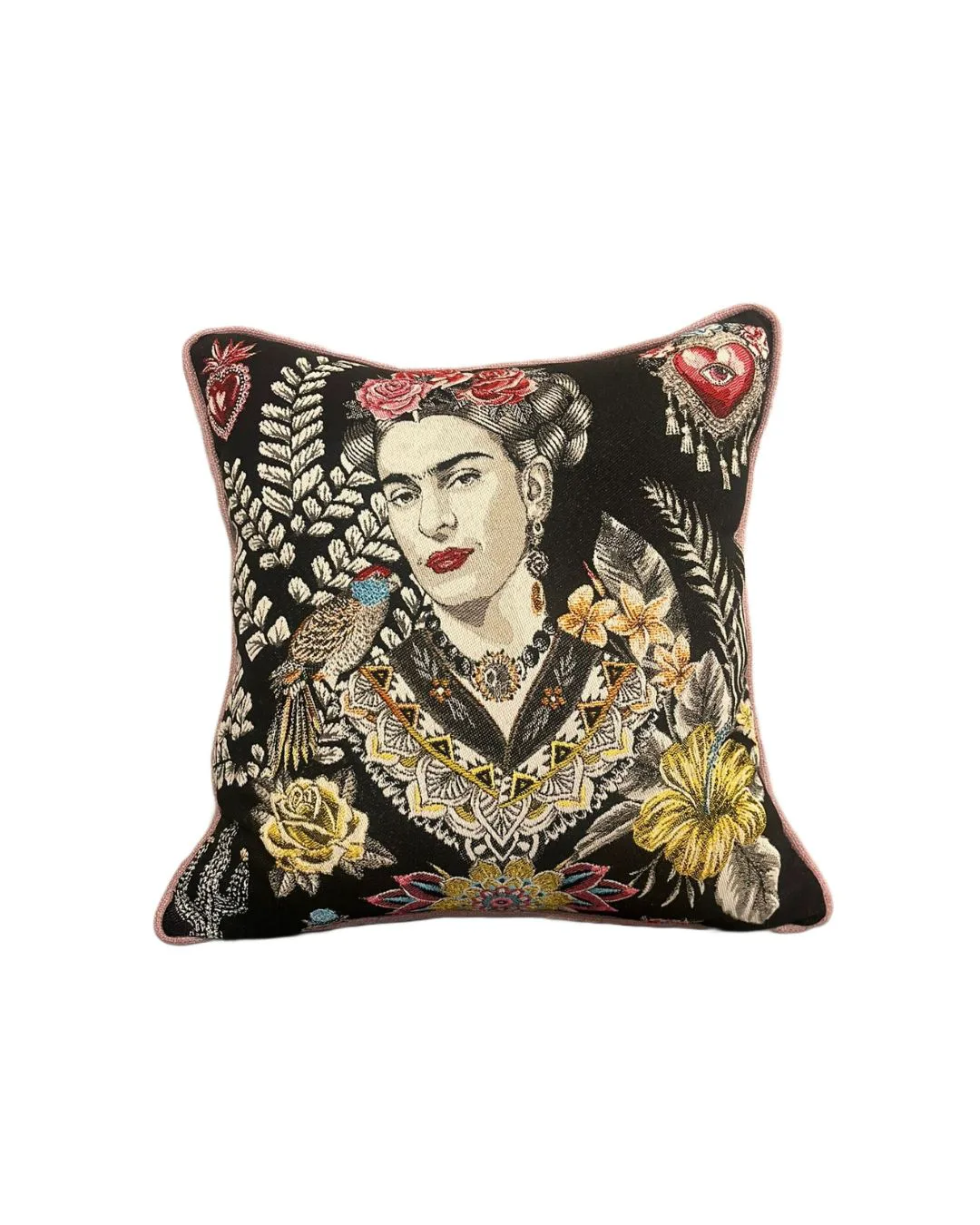 Coussin Velours Pop Art  « Frida Noire »