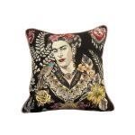 Coussin Velours Pop Art  "Frida Noire"