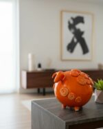 Sculpture Mouton en Céramique Orange – Image 2